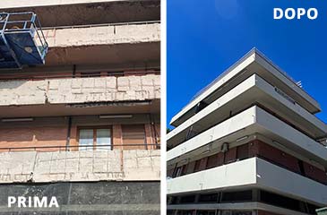Facciata condominio a Marina di Carrara